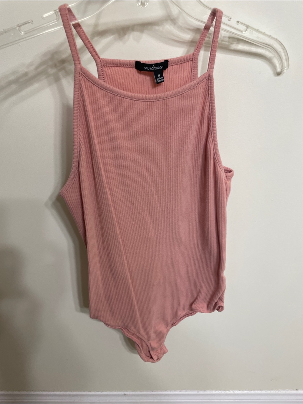 Ambiance Rose Ribbed Spaghetti-Strap Bodysuit